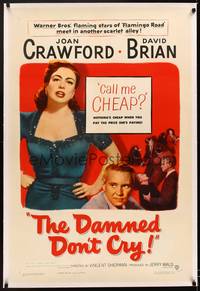 8x297 DAMNED DON'T CRY linen 1sh '50 Joan Crawford is the private lady of a Public Enemy!