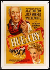8x037 HUE & CRY linen English 1sh '47 Alastair Sim & a group of young boys catch a gang of crooks!