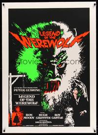 8x038 LEGEND OF THE WEREWOLF linen English 1sh '75 Peter Cushing, best close up monster artwork!