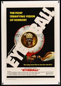 8x311 EYEBALL linen 1sh '74 Umberto Lenzi, art of skull in eyeball & terrified girl!