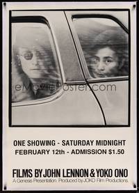 8x315 FILMS BY JOHN LENNON & YOKO ONO linen advance 1sh '80 cool photo in car by Iain MacMillan!