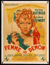 8x088 DESTRY RIDES AGAIN linen French 23x32 '45 great different art of Marlene Dietrich by R.V.!