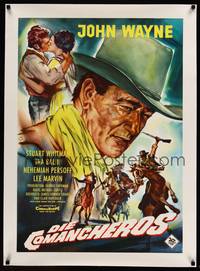 8x123 COMANCHEROS linen German '61 completely different art of cowboy John Wayne, Michael Curtiz