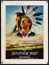 8x124 DANCES WITH WOLVES linen German '90 different art of Costner & Native American by Casaro!