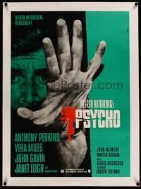 8x132 PSYCHO linen German R72 completely different art of Perkins by Rolf Goetze, Alfred Hitchcock