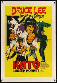 8x336 GREEN HORNET linen Kato style 1sh '74 cool art of Van Williams & giant Bruce Lee as Kato!