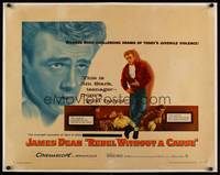 8x011 REBEL WITHOUT A CAUSE linen 1/2sh '55 James Dean was a bad boy from a good family, classic!