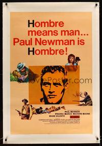 8x350 HOMBRE linen 1sh '66 Paul Newman, Fredric March, directed by Martin Ritt, it means man!