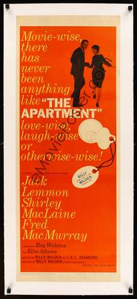 8x013 APARTMENT linen insert '60 directed by Billy Wilder, Jack Lemmon, Shirley MacLaine!