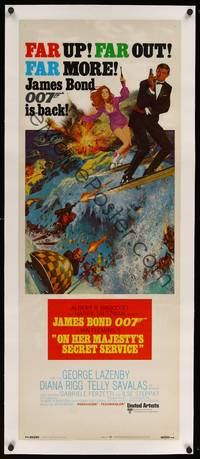 8x019 ON HER MAJESTY'S SECRET SERVICE linen insert '70 Lazenby's only appearance as James Bond!