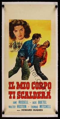 8x074 OUTLAW linen Italian locandina R60s Jane Russell, Howard Hughes, completely different art!