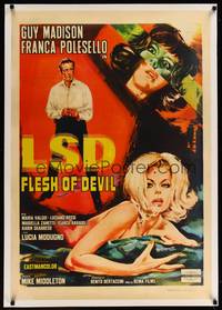 8x070 LSD FLESH OF DEVIL linen Italian 1sh '67 completely different sexy art by Morini!