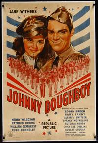 8x358 JOHNNY DOUGHBOY linen 1sh '42 c/u art of Wilcoxon & pretty Jane Withers in uniform!