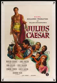 8x359 JULIUS CAESAR linen 1sh '53 art of Marlon Brando, James Mason & Greer Garson, Shakespeare