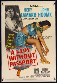 8x366 LADY WITHOUT PASSPORT linen 1sh '50 sexiest barely-clad Hedy Lamarr in harem girl costume!