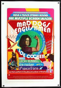 8x376 MAD DOGS & ENGLISHMEN linen 1sh '71 Joe Cocker & Leon Russell, rock 'n' roll!