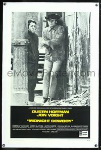 8x384 MIDNIGHT COWBOY linen int'l 1sh '69 Dustin Hoffman, Jon Voight, John Schlesinger classic!