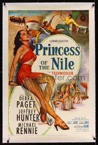 8x415 PRINCESS OF THE NILE linen 1sh '54 sexy full-length art of barely-dressed young Debra Paget!