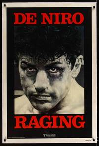 8x421 RAGING BULL linen 1sh '80 Martin Scorsese, classic close up boxing image of Robert De Niro!