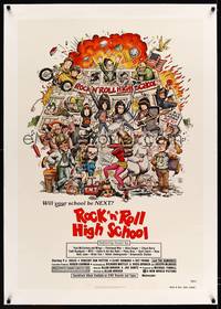 8x430 ROCK 'N' ROLL HIGH SCHOOL linen 1sh '79 artwork of the The Ramones by William Stout!