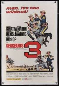 8x436 SERGEANTS 3 linen 1sh '62 John Sturges, Frank Sinatra, Rat Pack parody of Gunga Din!