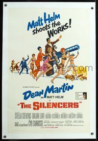 8x442 SILENCERS linen 1sh '66 outrageous sexy phallic imagery of Dean Martin & the Slaygirls!