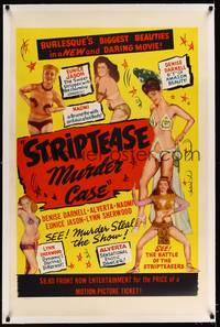 8x460 STRIP TEASE MURDER CASE linen 1sh '50 battle of the stripteasers, but murder steals the show!