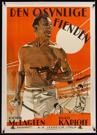 8x058 LOST PATROL linen Swedish '34 different art of barechested McLaglen by Rohman, John Ford