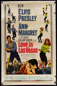 8x485 VIVA LAS VEGAS linen int'l 1sh '64 Elvis Presley & sexy Ann-Margret, Love in Las Vegas!