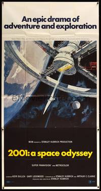 8y003 2001: A SPACE ODYSSEY 3sh '68 Stanley Kubrick classic, art of space wheel by Bob McCall!