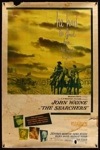 8y131 SEARCHERS style Y 40x60 '56 classic art of John Wayne & Hunter in Monument Valley, John Ford