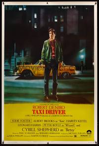8y137 TAXI DRIVER 40x60 '76 classic art of Robert De Niro by cab, directed by Martin Scorsese!