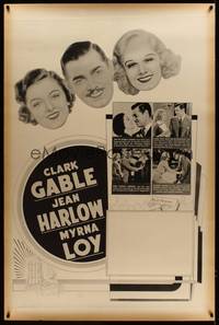 8y141 WIFE VERSUS SECRETARY 40x60 '36 great headshots of Clark Gable, Jean Harlow & Myrna Loy!