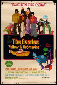 8y142 YELLOW SUBMARINE 40x60 '68 wonderful psychedelic art of Beatles John, Paul, Ringo & George!