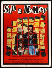 8y161 SID & NANCY linen French 1p '86 Gary Oldman & Chloe Webb, punk rock biography classic!