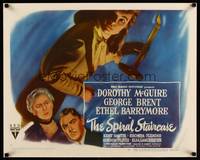 8y054 SPIRAL STAIRCASE style B 1/2sh '46 art of Dorothy McGuire, George Brent & Ethel Barrymore!