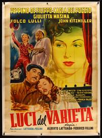 8y206 VARIETY LIGHTS linen Italian 1p '50 early Fellini, wonderful art of top cast by Longi!