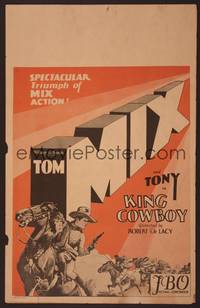 8y082 KING COWBOY WC '28 best artwork of Tom Mix riding Tony, great layout & design!