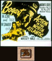 8z097 ACTION IN THE NORTH ATLANTIC glass slide '43 great c/u of Humphrey Bogart + Julie Bishop!
