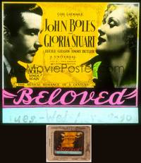 8z104 BELOVED glass slide '34 John Boles & Gloria Stuart romance in the musical of a century!