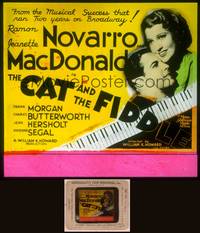 8z110 CAT & THE FIDDLE glass slide '34 romantic close up of Roman Novarro & Jeanette MacDonald