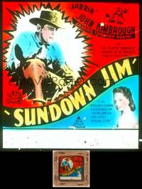 8z138 SUNDOWN JIM Australian glass slide '42 close up of cowboy John Kimbrough on horse!