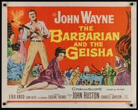 9a250 BARBARIAN & THE GEISHA 1/2sh '58 John Huston, art of John Wayne with torch & Eiko Ando!