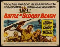9a253 BATTLE AT BLOODY BEACH 1/2sh '61 Audie Murphy blazing and blasting the Pacific wide open!
