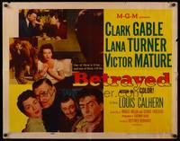 9a263 BETRAYED style A 1/2sh '54 Clark Gable, Victor Mature & sexy brunette Lana Turner!
