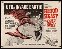 9a276 BLOOD BEAST FROM OUTER SPACE 1/2sh '65 UFOs invade Earth, creatures snatch sexy girls!
