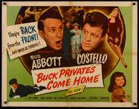 9a289 BUCK PRIVATES COME HOME 1/2sh '47 Bud Abbott & Lou Costello are back from the front!