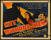 9a314 CITY WITHOUT MEN style A 1/2sh '42 sexy young Linda Darnell helps her man who is imprisoned!