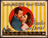 9a315 CLAUDIA & DAVID 1/2sh '48 romantic close up of Dorothy McGuire kissed by Robert Young!