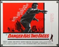 9a330 DANGER HAS TWO FACES 1/2sh '67 Robert Lansing, Dana Wynter, the spy who couldn't die!